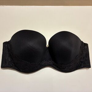 Victoria’s Secret Black Strapless Bra 38D – Like New – No Straps - With Lace